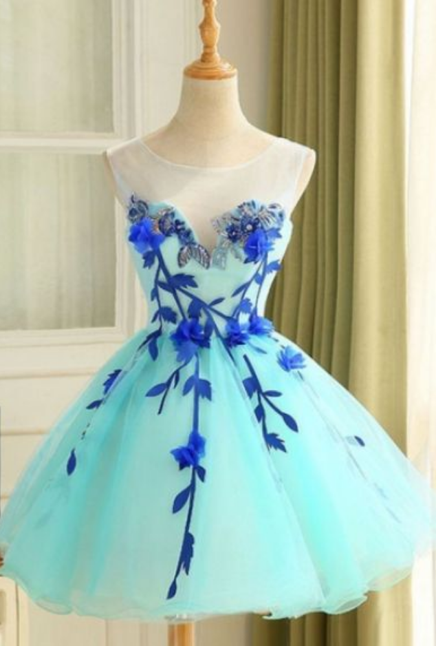 luulla homecoming dresses Round Homecoming Dresses, Light Blue Short Homecoming Dresses, Ball Gown Tulle Homecoming Dress Beautiful A Line Flower Short Prom Dress Party