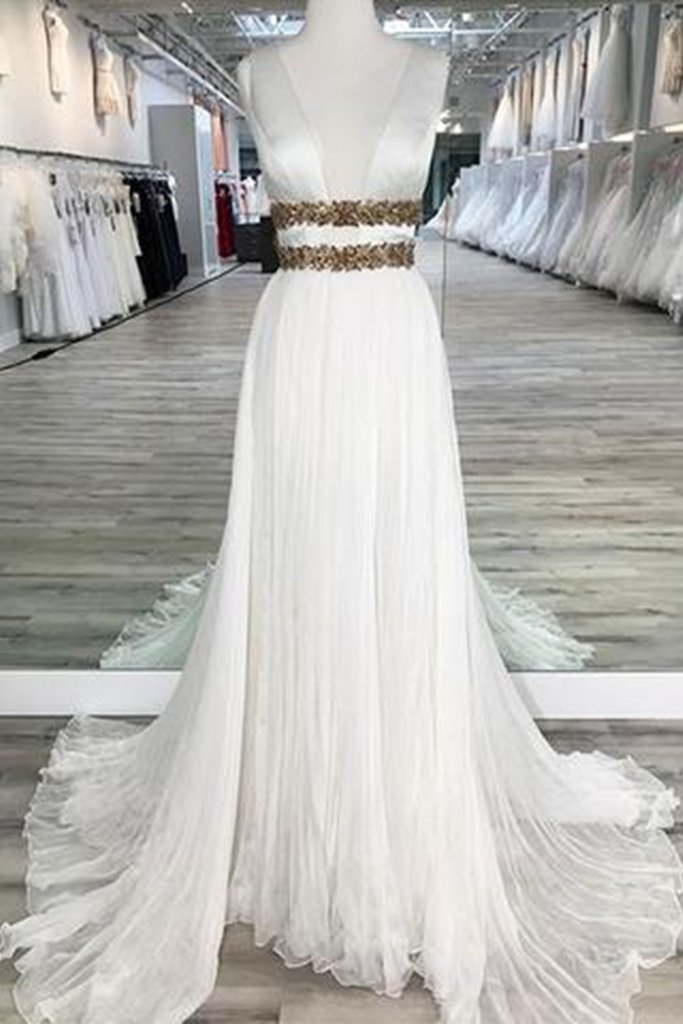 Unique White Tulle V Neck Long Halter Evening Dress, Long Homecoming Dress,sexy Formal Evening Dress,custom Made