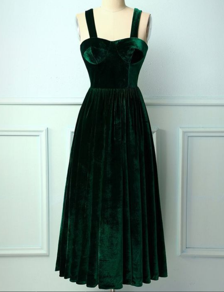 Dark Green Velvet Dress