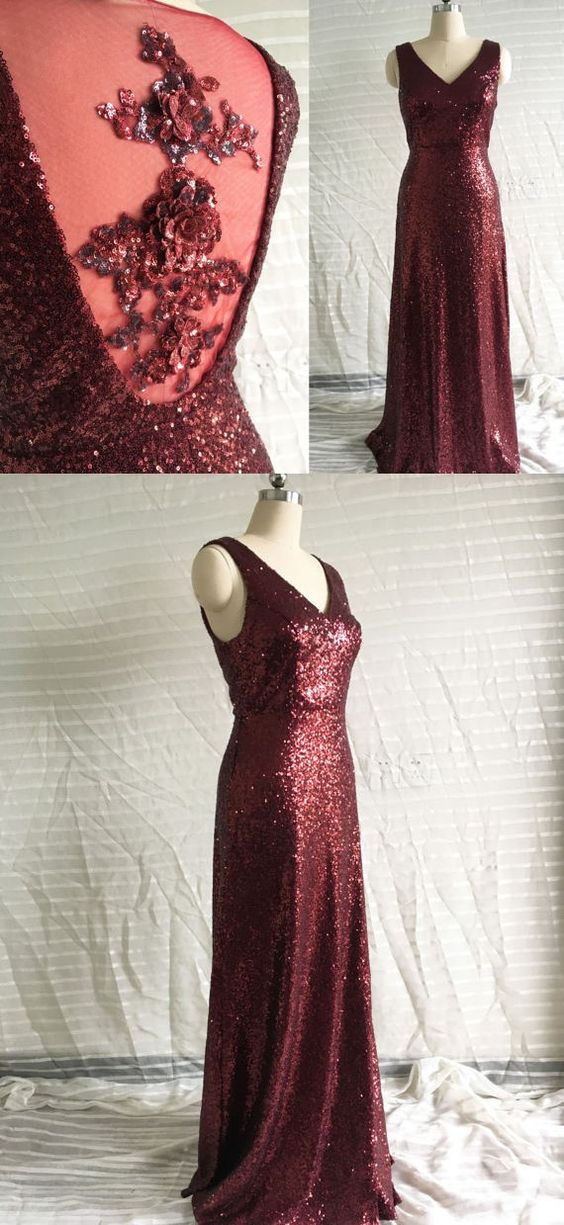 Sparkly Sequins Burgundy Long Prom Dress,fashion Prom Dress,sexy Party Dress,custom Made Evening Dress