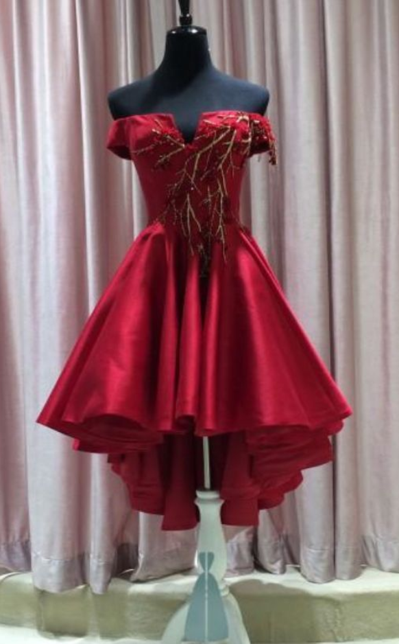 Red Prom Dress,off The Shoulder Prom Dress,fashion Homecoming Dress,sexy Party Dress,custom Made Evening Dress