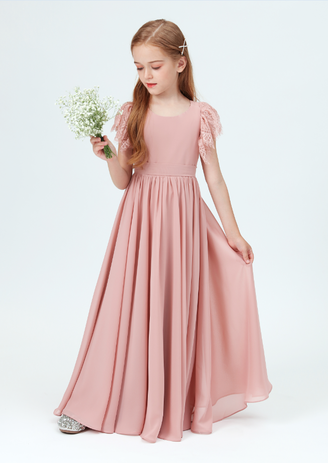 Flower Girl Dresses, 2021 Girl Wedding Party Dress Prom Gown Fashion Clothing Short Sleeve 10 Colors Little Bridesmaid Dresses For Gilr 2-14 Size