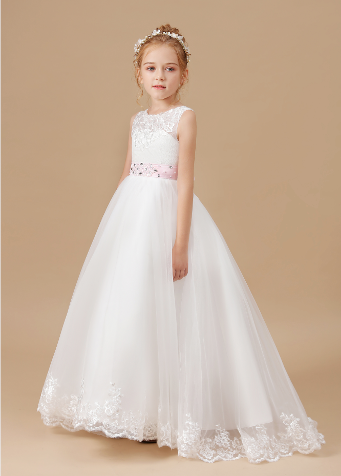 Flower Girl Dresses, Mesh Butterfly Wedding Party Princess Dress Sleeveless Sweet Kids Clothes Bow Birthday Party Dress