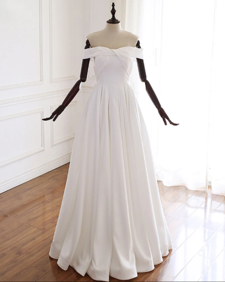Simple Off Shoulder Long Prom Dress Evening Dress