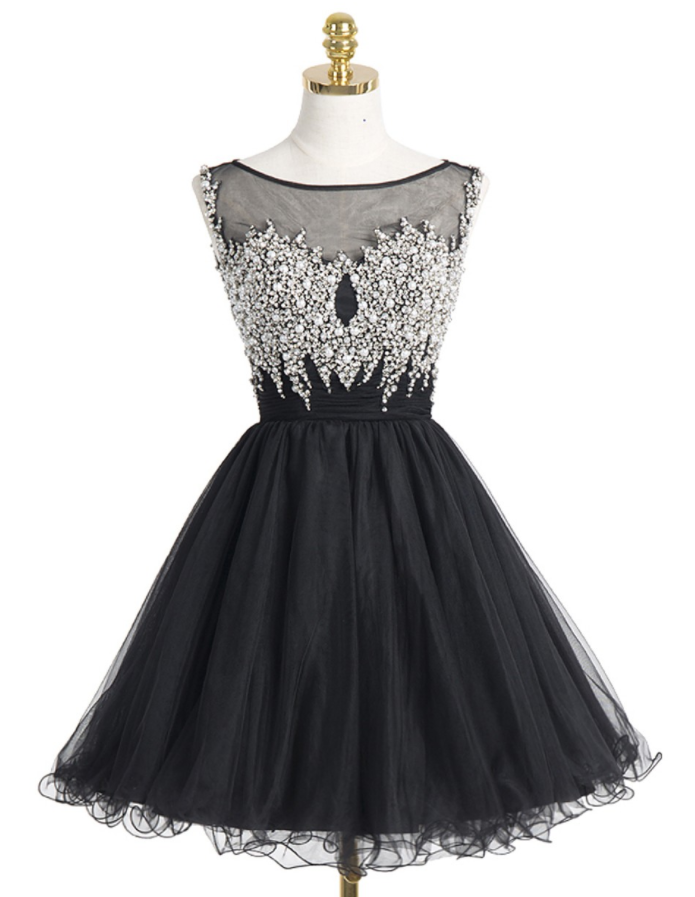Black Prom Dress,beaded Prom Dress,mini Prom Dress,fashion Homecoming Dress,sexy Party Dress, Style Evening Dress