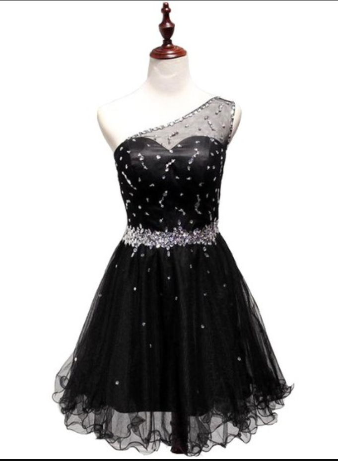 One Shoulder Prom Dress,beaded Prom Dress,mini Prom Dress,fashion Homecoming Dress,sexy Party Dress, Style Evening Dress