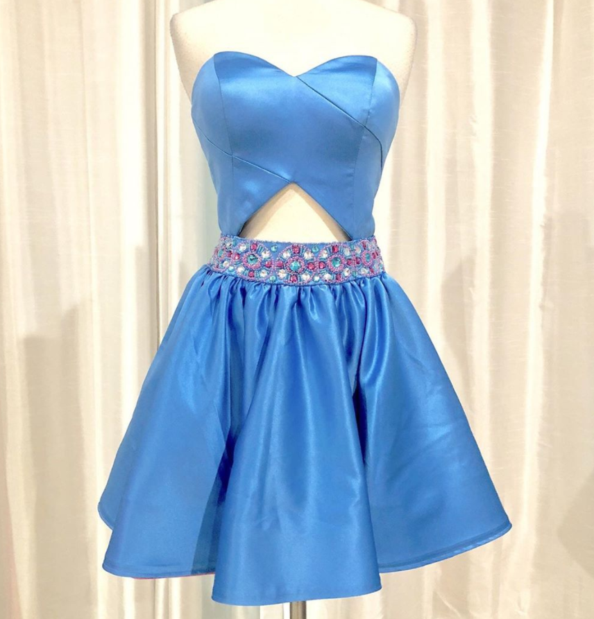 Sweetheart Short Blue Homecoming Dress