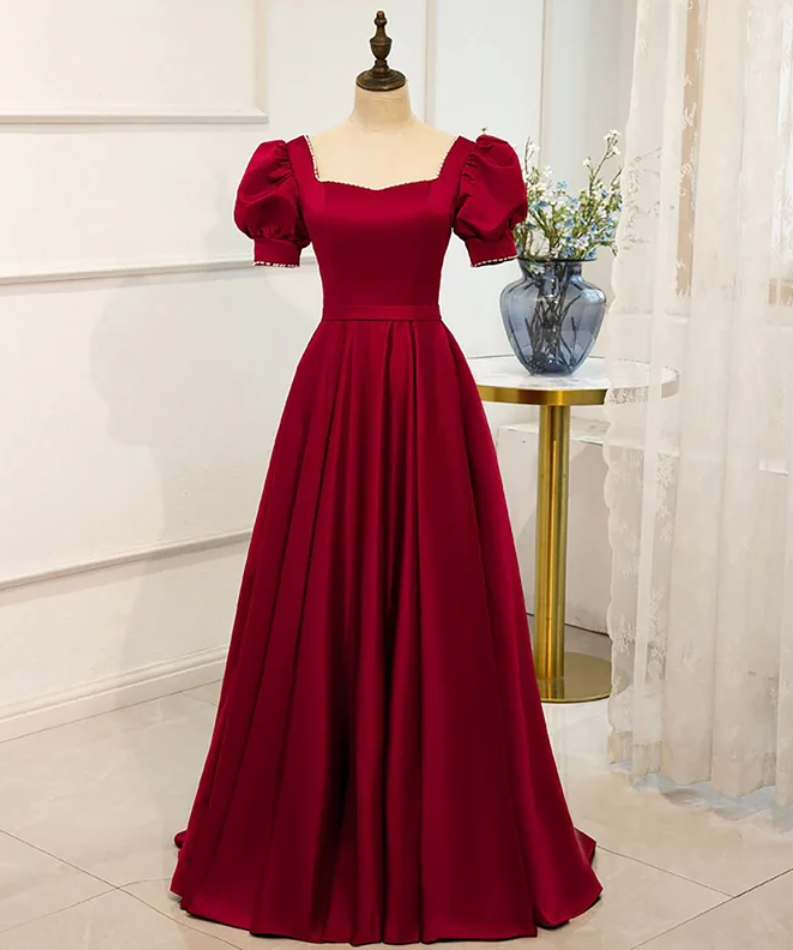 Prom Dress Ball Gown For Women / Red Dress Puffy Sleeve / Bridesmaid Dress / Cottagecore Prom Dress / Victorian Dress / Red Formal Dress
