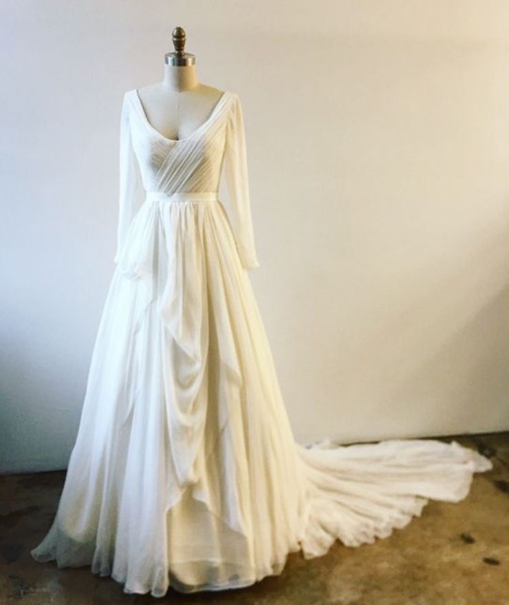 White Prom Dress,long Sleeve Prom Dress,fashion Prom Dress,sexy Party Dress,custom Made Evening Dress