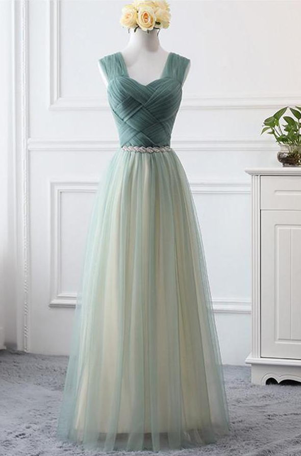 Simple Sweetheart A Line Open Back Tulle Floor Length Prom Dress