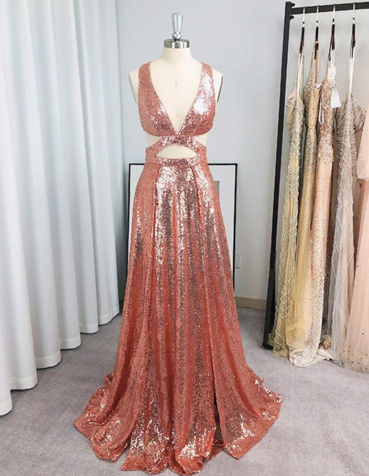 Gorgeous A-line Sleeveless Sequined Prom Dress With Ruffles
