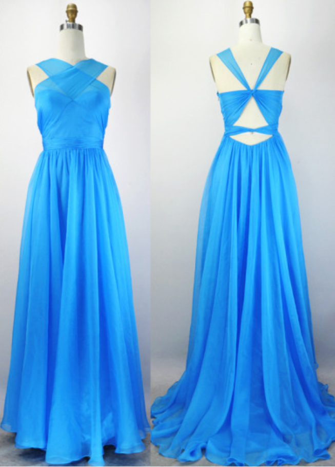 Long Evening Dress,blue Evening Dress,sexy Evening Dress,a-line Evening Dress,chiffon Evening Dress