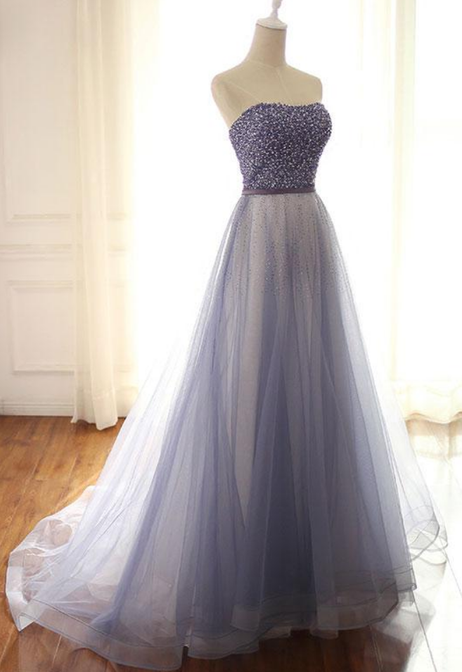 Prom Dresses Stylish A-line Sweetheart Tulle Long Prom/evening Dresses ...