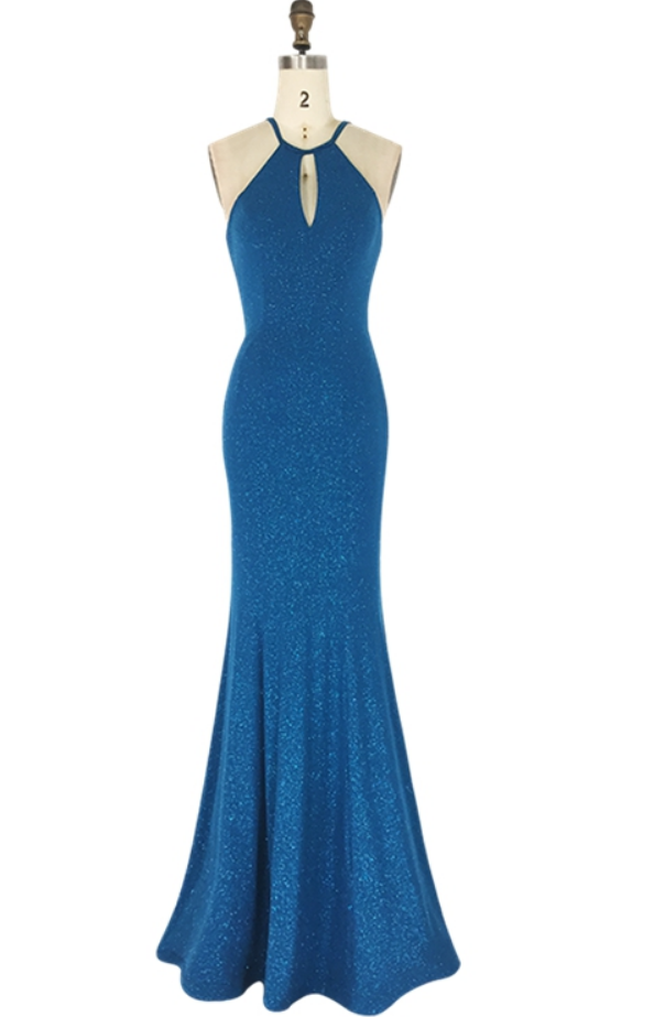 Prom Dresses Factory Direct Sell Backless Sparkly Halter Slim Bodycon Formal Evening Dress