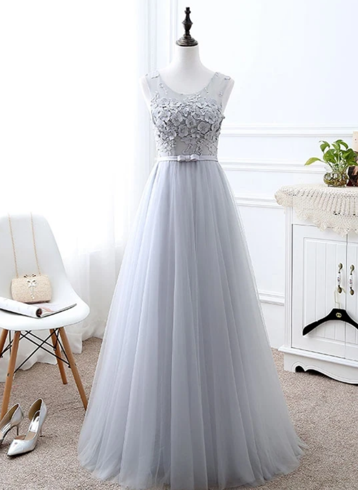 Prom Dresses Tulle Lace Long Prom Dress, Evening Dress