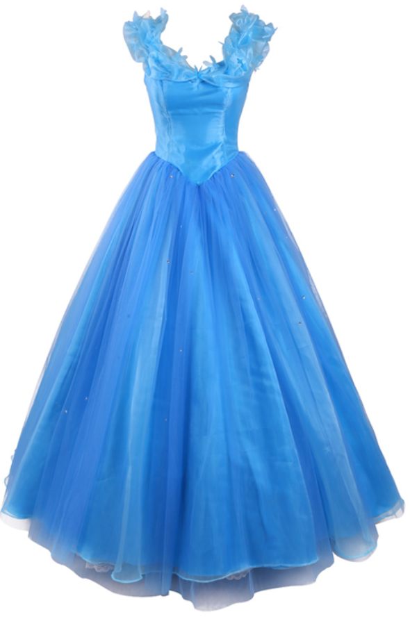 Classic Ball Gown Scoop Sequins Blue Long Prom/evening Dress With Cap Sleeves