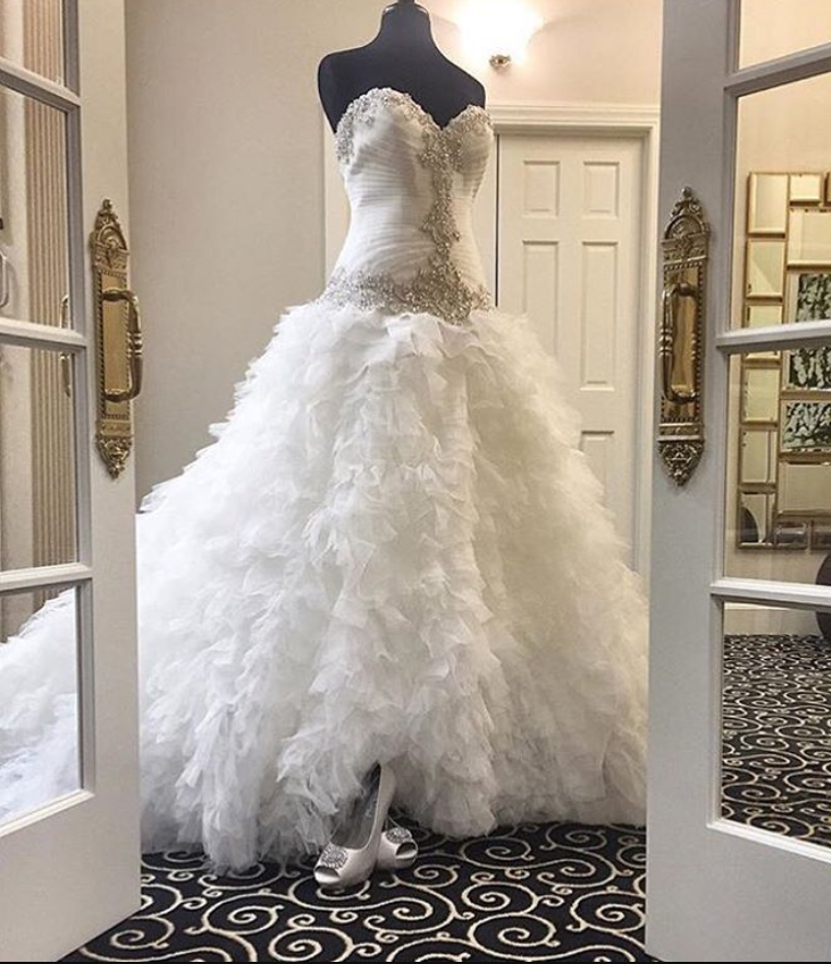 Tiered Wedding Dress, Organza Wedding Dress, Applique Wedding Dress, A Line Wedding Dress, 2017 Wedding Dresses, Elegant Wedding Dress, Vestido