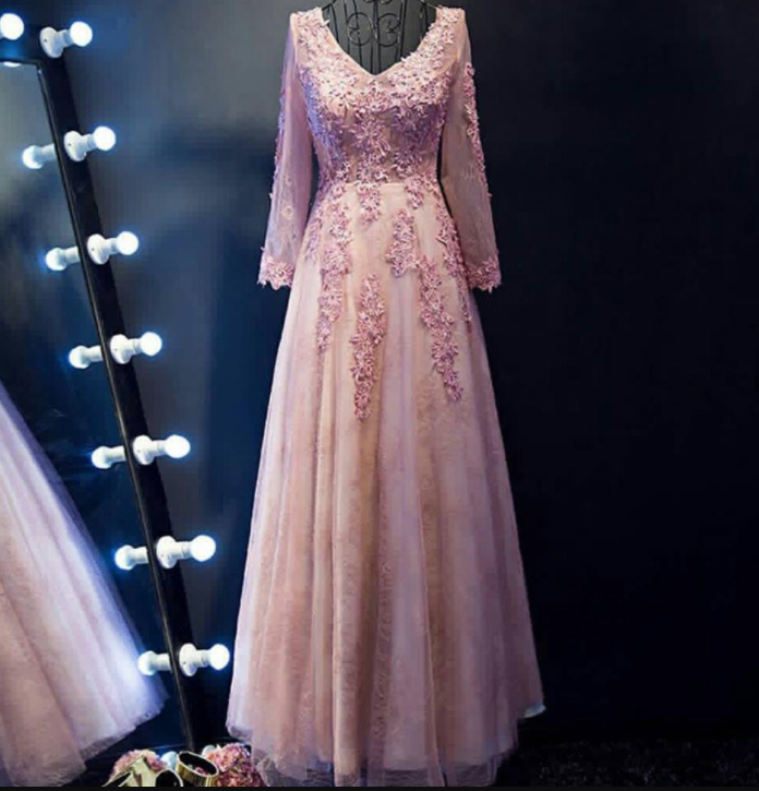 Lace Appliqued Long Sleeves Prom Dresses,long Mother For Bridal Dresses,lace Formal Dresses