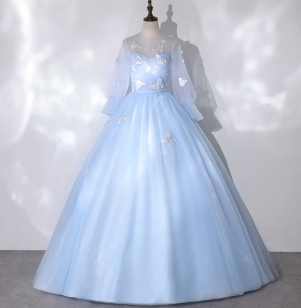 Color Wedding Dress Female Fluffy Skirt Fairy Round Neck Dress Female
