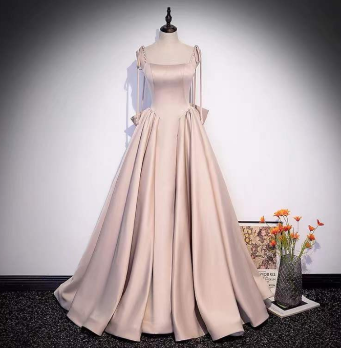 Bow Tie Evening Dress, High-class Sweet Evening Dress, Spaghetti Strap Party Dress,custom Made