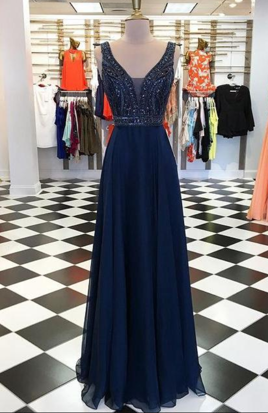Long Prom Dresses With Beading,party Dress,evening Dresses
