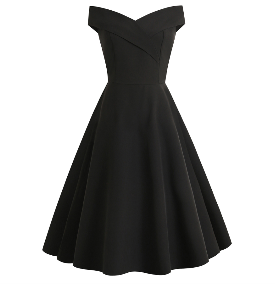 Homecoming Dresses,evening Dress European And American Retro Style Strapless Dress Solid Color Cocktail Dress