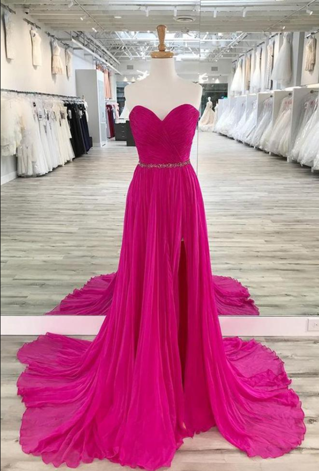 Strapless Long Prom Dresses With Beading,party Dress, Dance Dress