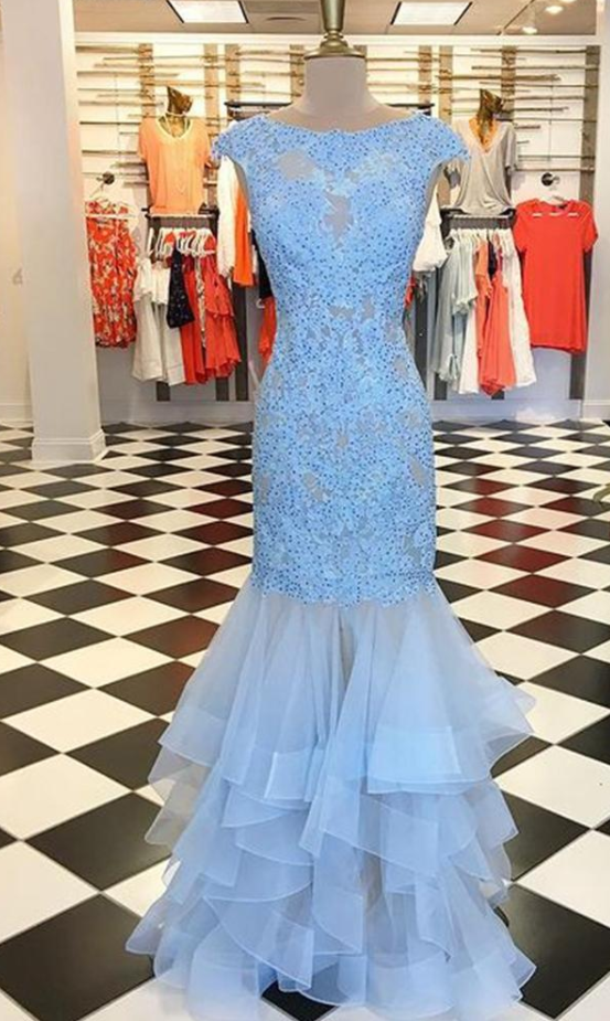 Long Prom Dresses With Appliques And Beading,party Dress,evening Dresses