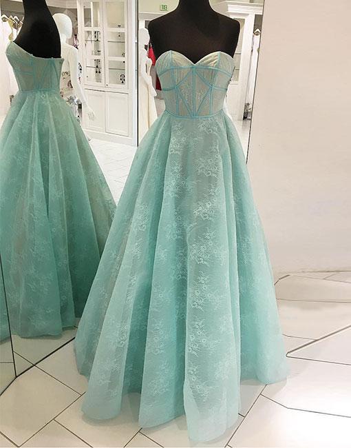 Simple Prom Dresses, Prom Gown,vintage Prom Gowns,mint Green Long Prom Dress, Sweetheart Neck Evening Dress