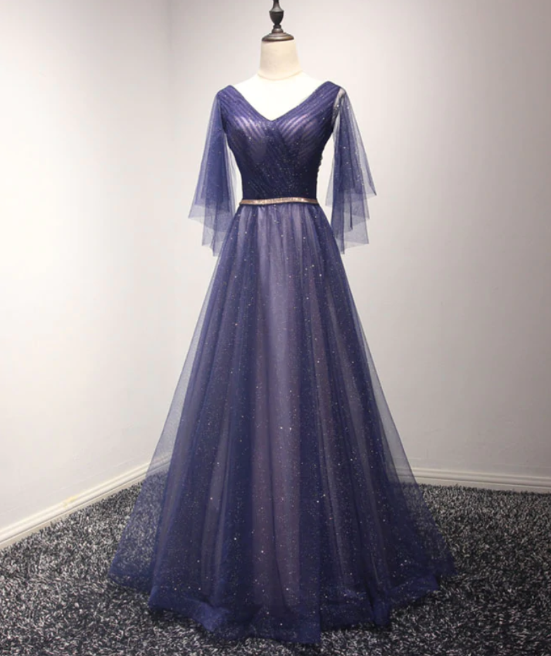 Prom Dresses, Simple V Neck Long Prom Dress, Evening Dress
