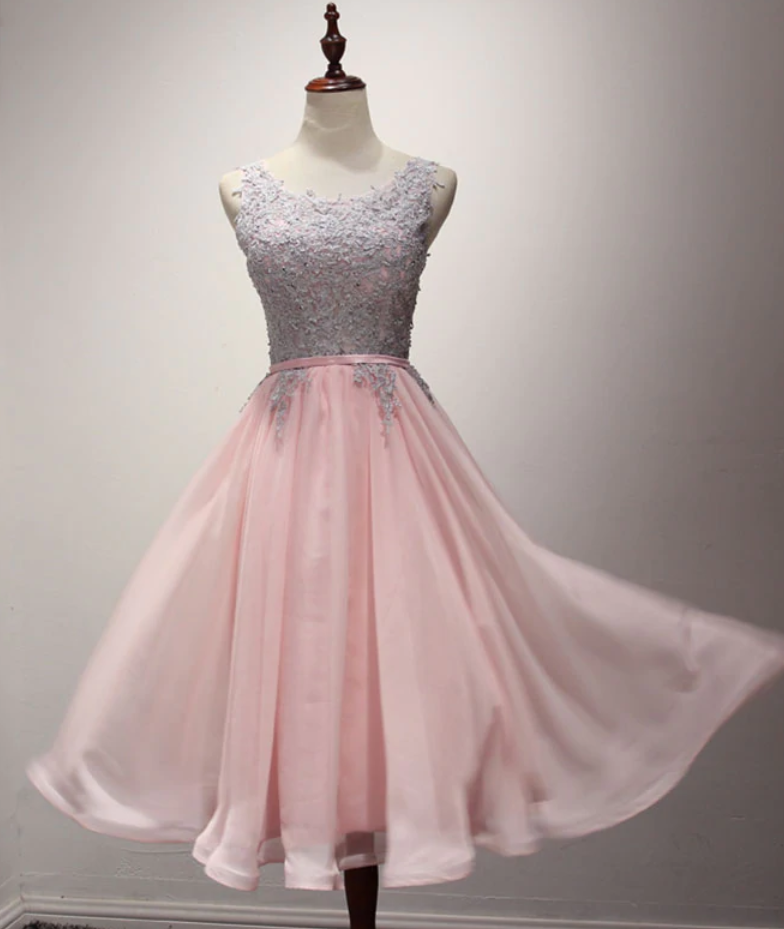 Homecoming Dresses,tulle Lace A Line Tea Length Prom Dress, Evening Dress