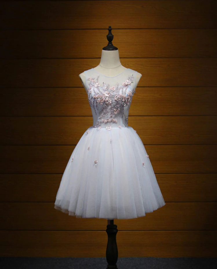 Homecoming Dresses,cute Tulle Lace Applique Short Prom Dress, Cute Evening Dress