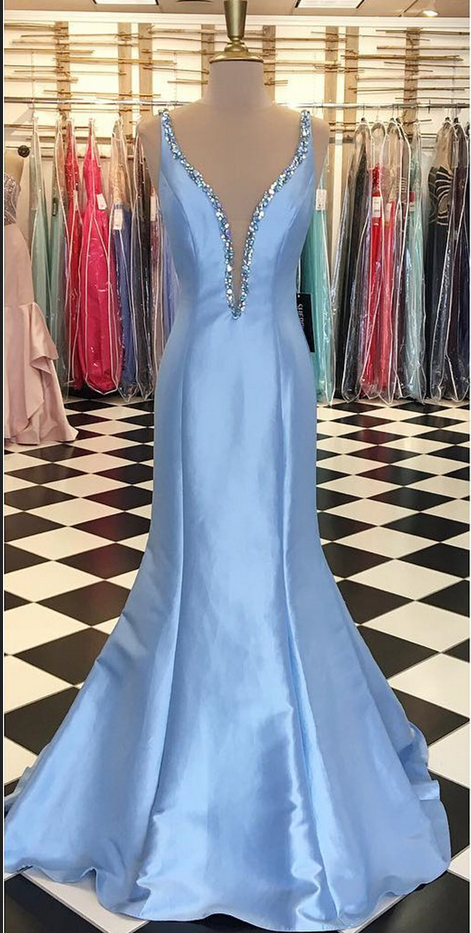 Prom Dress,mermaid Prom Dress,light Blue Prom Dresses,long Elegant Prom Dress,satin Prom Dresses,prom Dresses,prom Dresses,sexy Evening Dresses