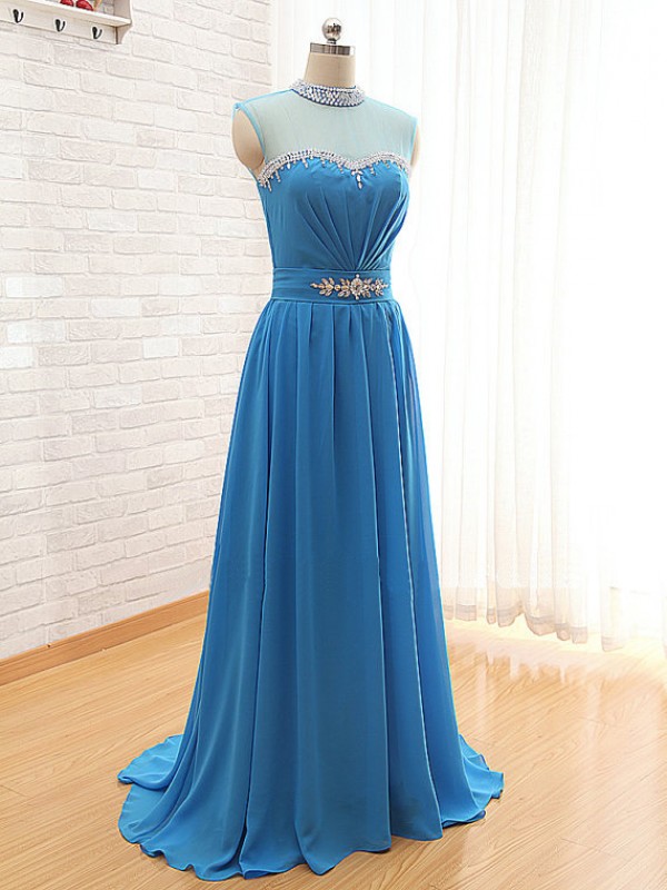 ,blue Prom Dresses,a Line Prom Dress,beaded Evening Gowns,party Dress,chiffon Prom Dress,long Prom Dresses,