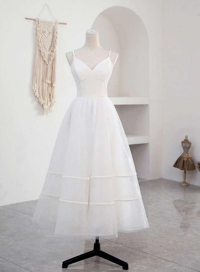 Prom Dresses,simple V Neck Tulle Length Prom Dress, Bridesmaid Dress