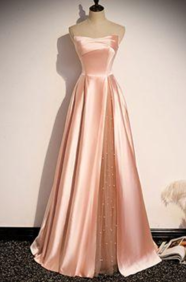 Prom Dresses,strapless Satin Long Party Dress Formal Prom Dress