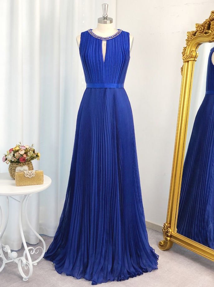 Prom Dresses Chiffon Jewel Sleeveless Floor-length Ruffles Dresses