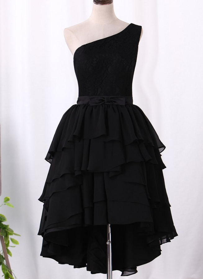 Homecoming Dresses One Shoulder Prom Dresses Chiffon & Lace A Line Zipper  Up on Luulla