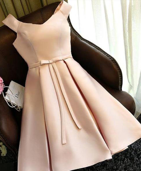 Satin Homecoming Dresses,light Pink Homecoming Dress,a Line Prom Dresses,short Prom Dress,simple Homecoming Dresses