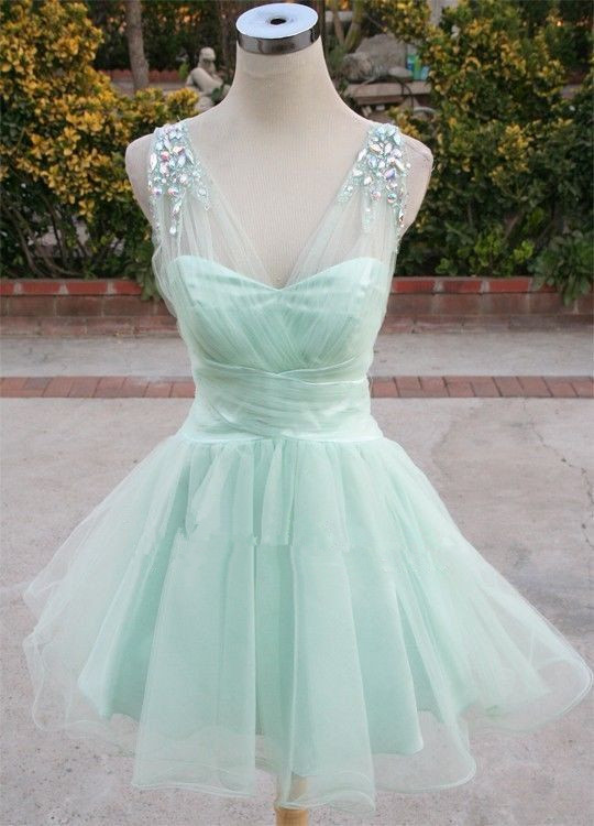 Cute Tulle Prom Dress, Mint Ball Gown, Short Prom Dress, Homecoming Dresses, Formal Dresses