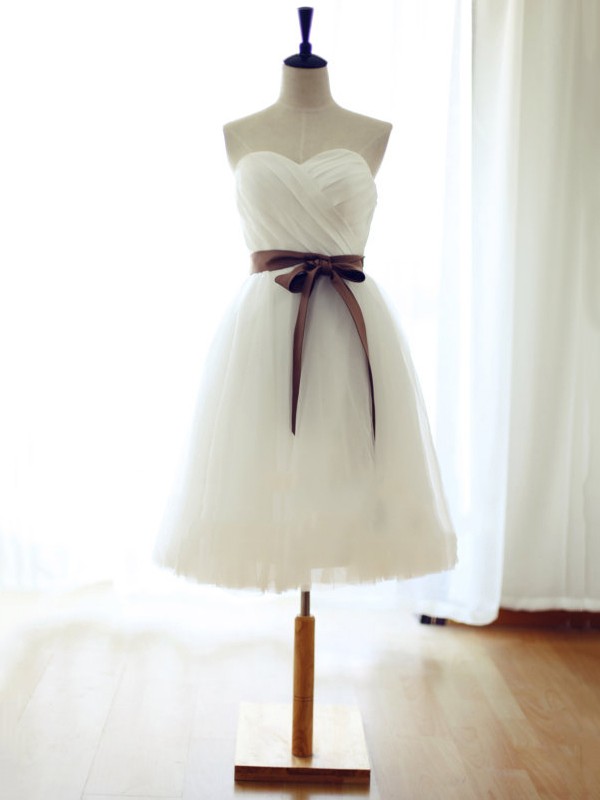 Lovely Short White Tulle Handmade Party Dresses, Short Party Dresses, Homecoming Dresses, Bridesmaid Dresses