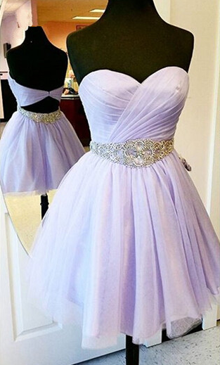Charming Short Lavender Prom Dress With Beadings, Homecoming Dresses, Graduation Dressesses
