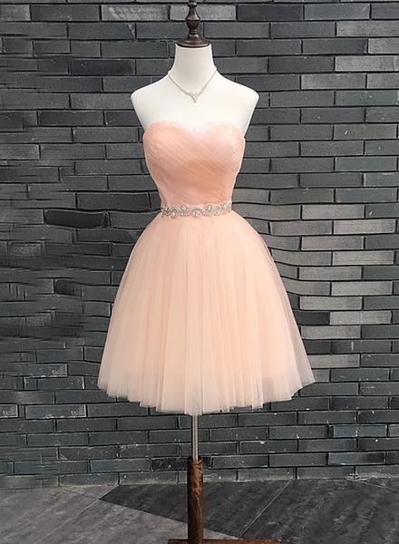 pearl pink homecoming dresses Pearl Pink Off Shoulder Knee Length Party/Homecoming Dress with Ruffle PD044 Custom Size / As Picture