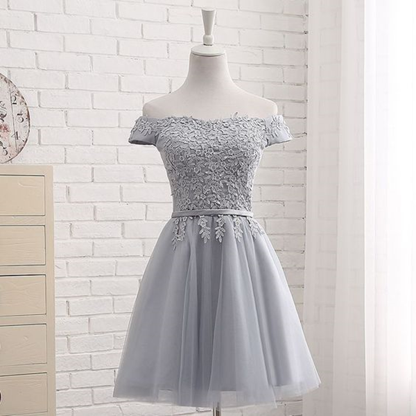 Silver Grey Short Homecoming Dress Birthday Party on Luulla