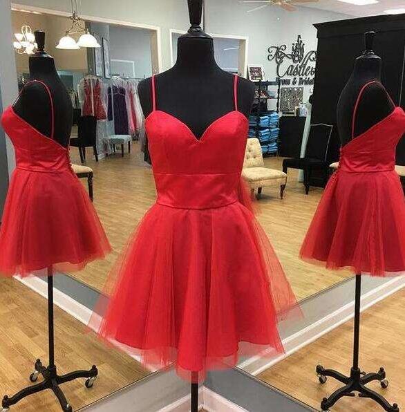 Sweetheart Red Short Prom Dress,red Homecoming Dress,short Party Dress With Spaghetti Straps