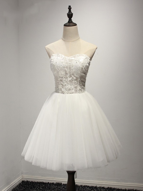 Charming Prom Dress, White Tulle Prom Dresses, Elegant Homecoming Dress