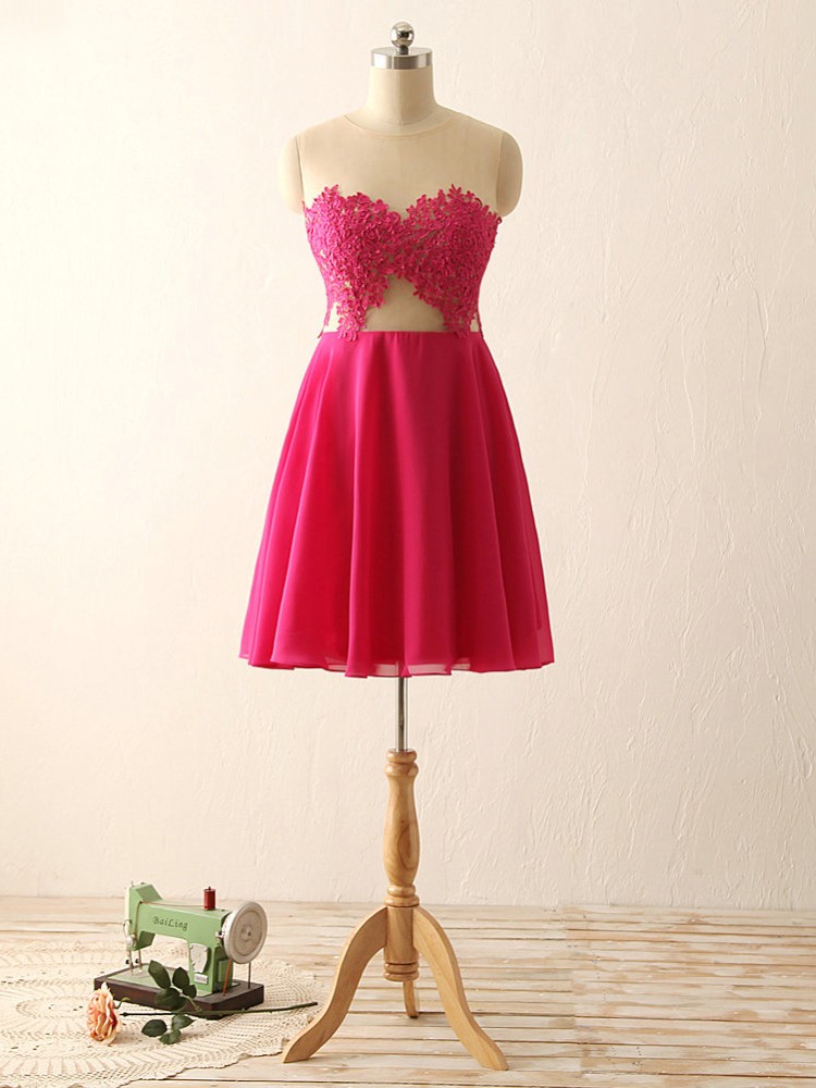 Elegant Tulle Prom Dress,short Cute Appliques Prom Party Dress