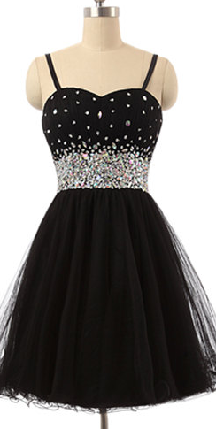 Short Black Prom Dress, Lovely Lace Up Prom Dress, Homecoming Dress, Junior Prom Dress
