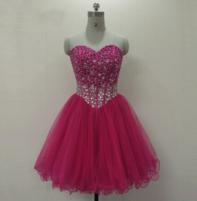 Sweet Prom Dress, A Line Beaded Tulle Short Homecoming Party Dress , Wedding Party Gowns
