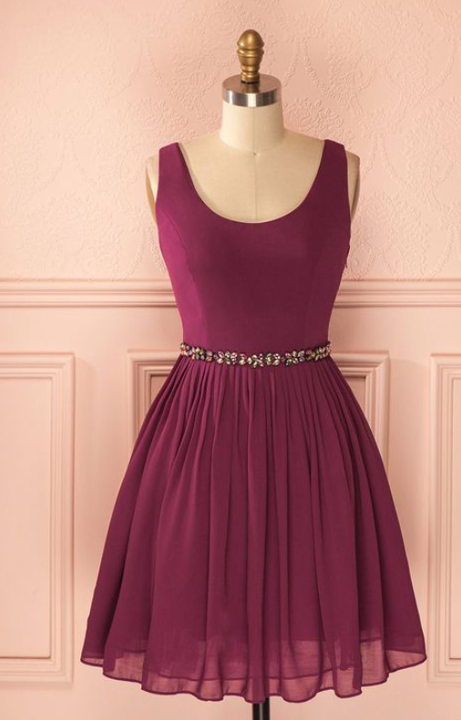 Vintage Prom Dress, Purple Prom Gowns, Mini Short Homecoming Dress